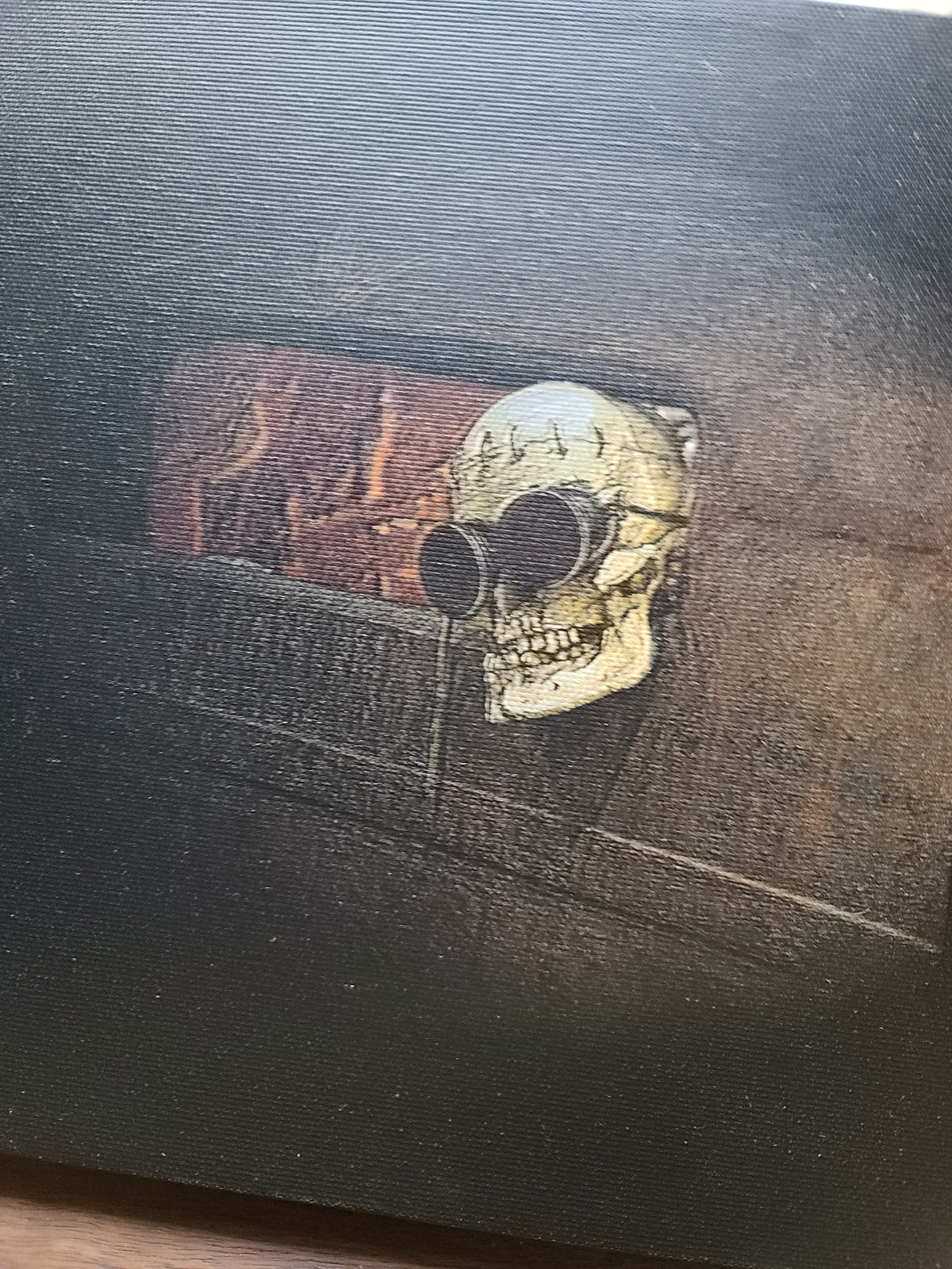 Ratrod Skull on Canvas 8 x 8 Wall Decor