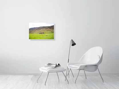 Sample image of a photograph of an abandoned house in the green hills of a glen in Scotland.