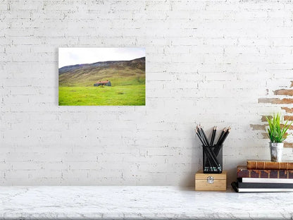 Sample image of a photograph of an abandoned house in the green hills of a glen in Scotland.
