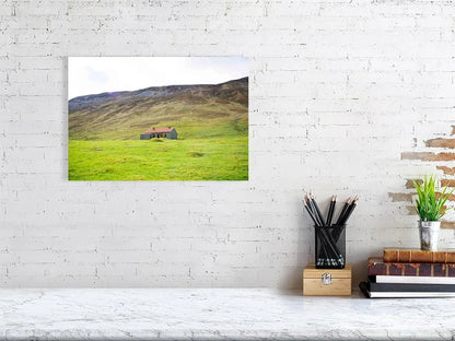 Sample image of a photograph of an abandoned house in the green hills of a glen in Scotland.