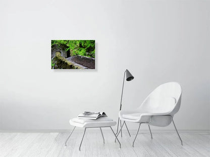Sample image of Photograph of a stone bridge covered in ivy in a forest in the Scottish highlands.
