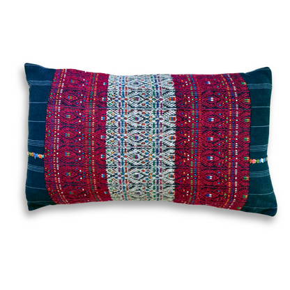 Embroidered Huipil &amp; Handwoven Corte Throw Pillow Cover