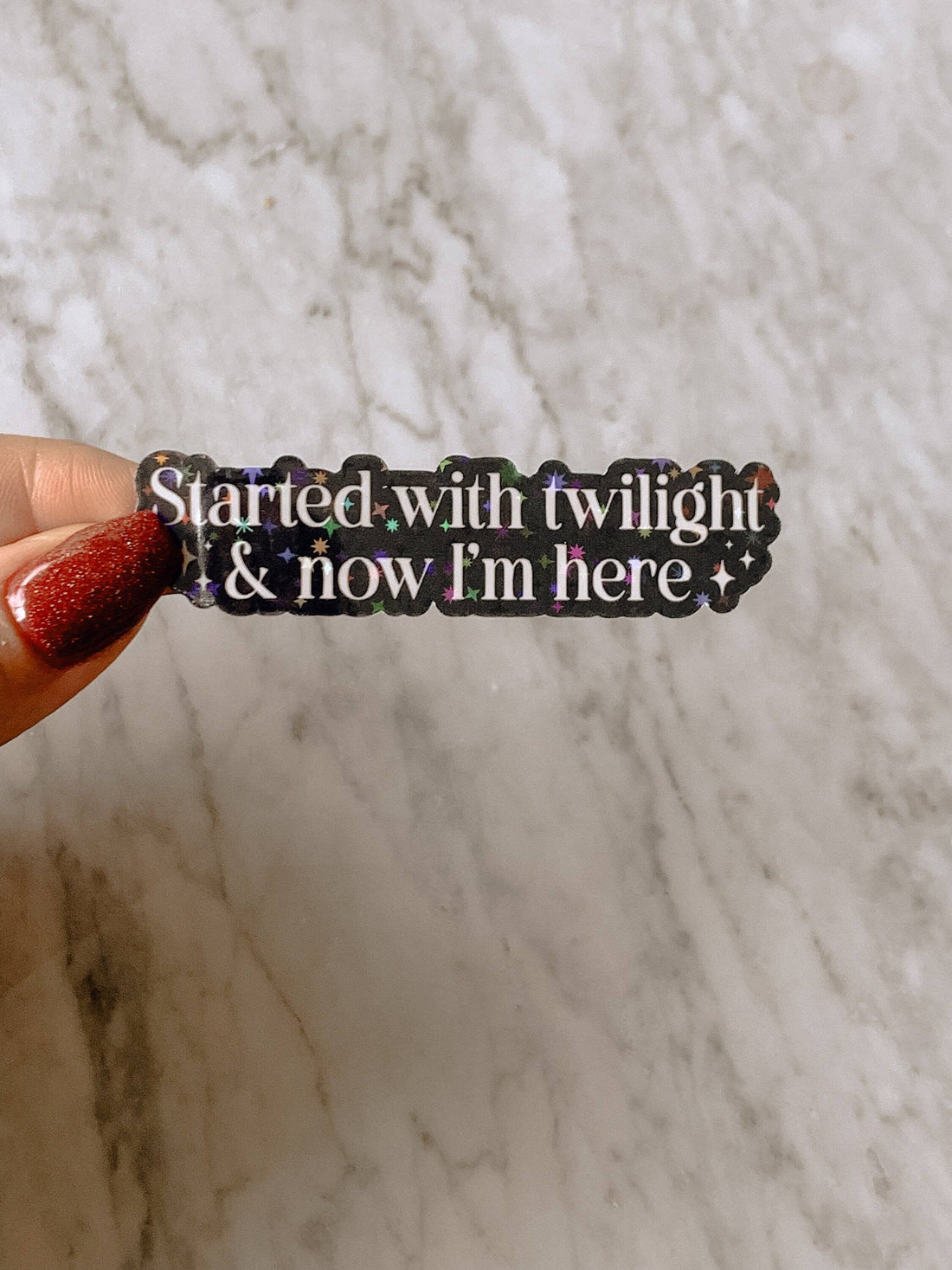 Sticker with text &