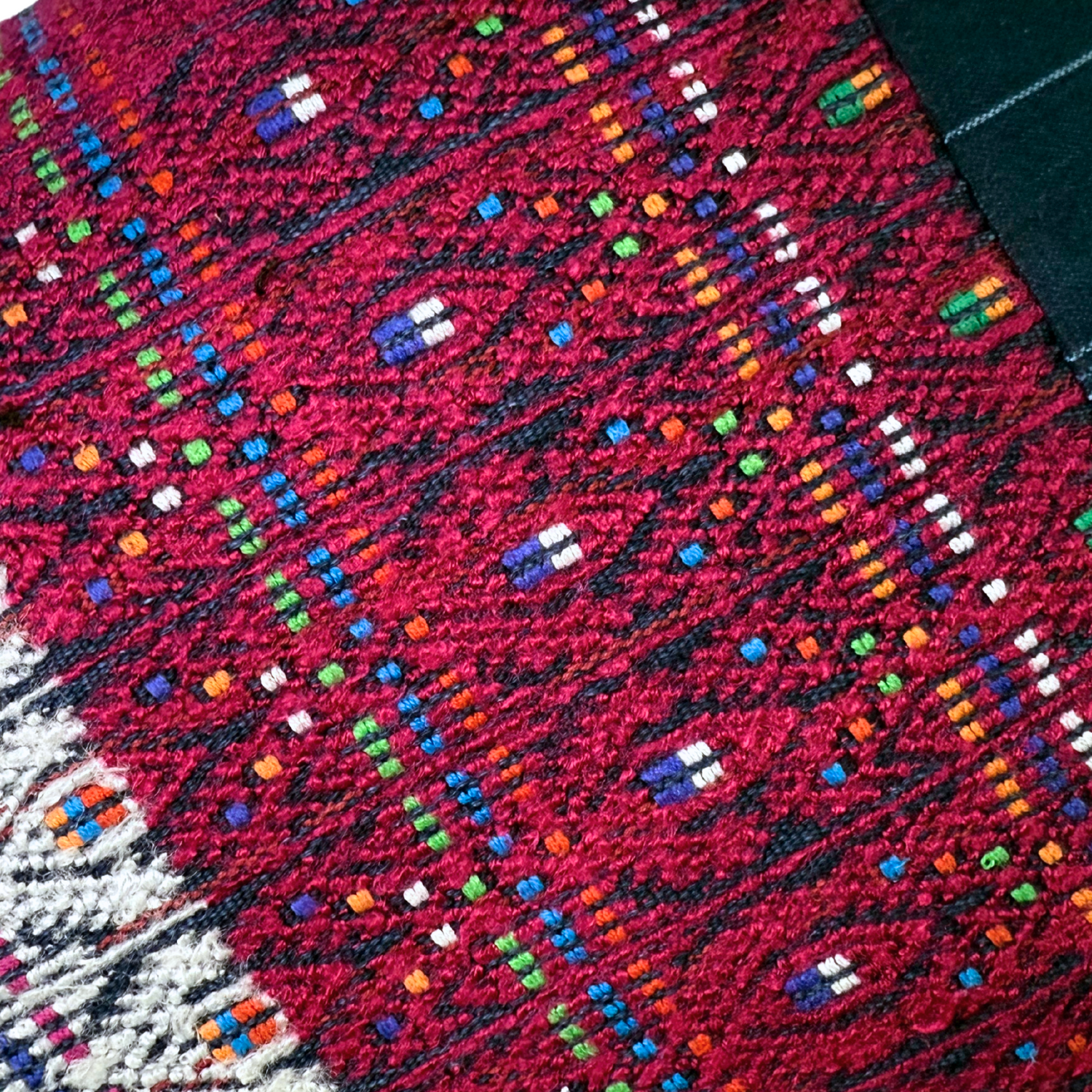 Embroidered Huipil &amp; Handwoven Corte Throw Pillow Cover