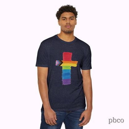 Inclusion Cross T-Shirt | Progress Pride | Affirming Faith