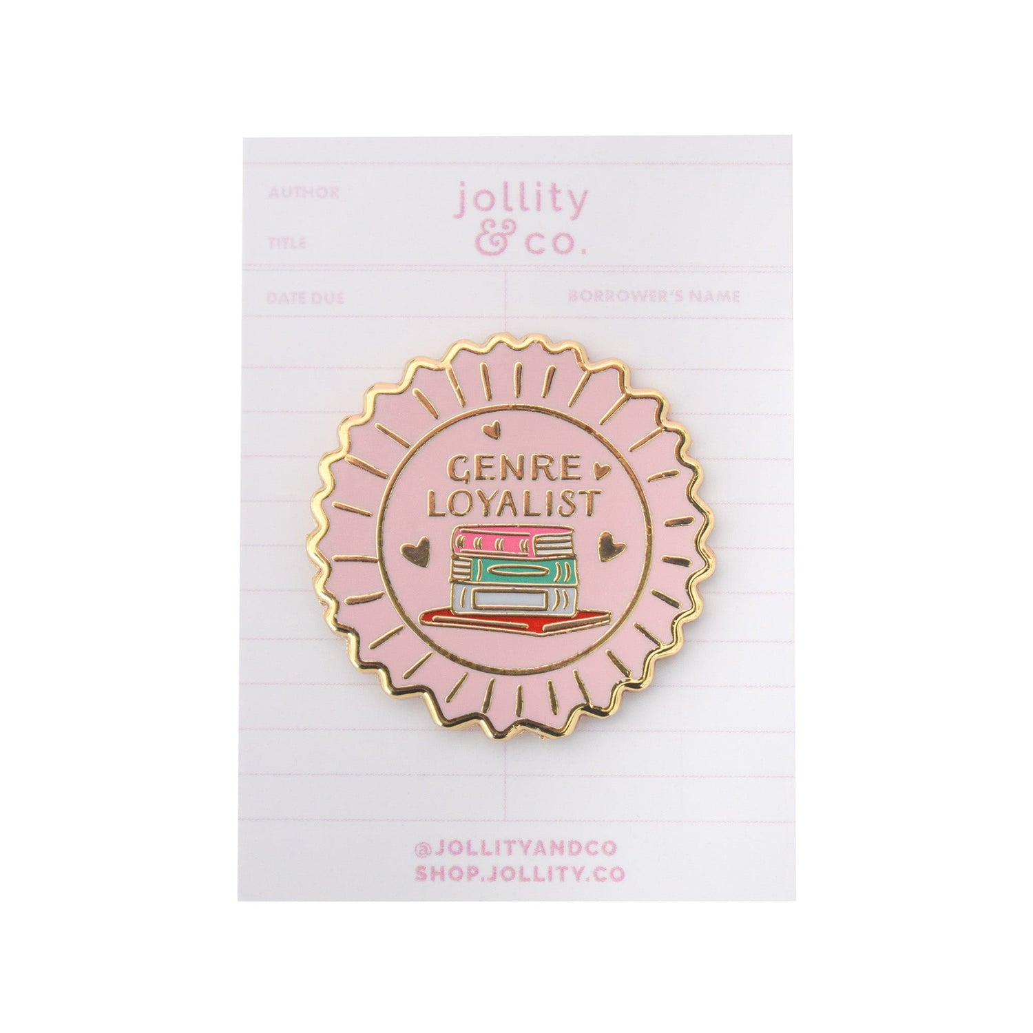 Genre Loyalist Book Themed Enamel Pin, Jollity &amp; Co