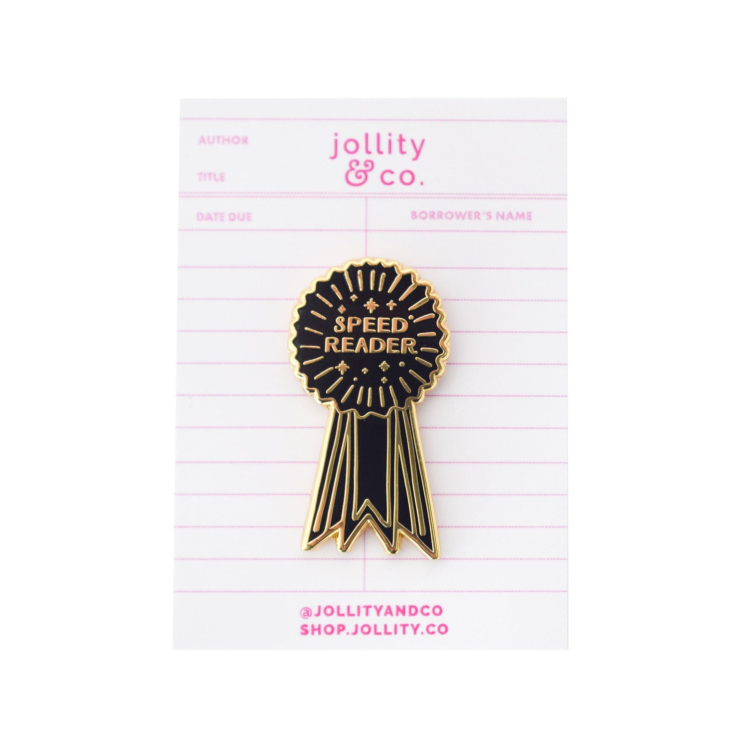 Speed Reader Prize Ribbon Enamel Pin, Jollity &amp; Co