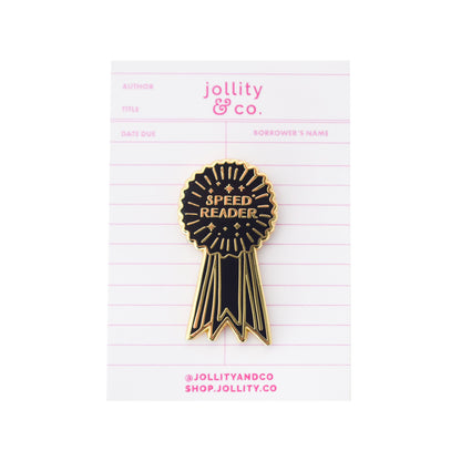 Speed Reader Prize Ribbon Enamel Pin, Jollity &amp; Co