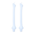 Pair of pale blue taper candles molded as stacked bones, on white.