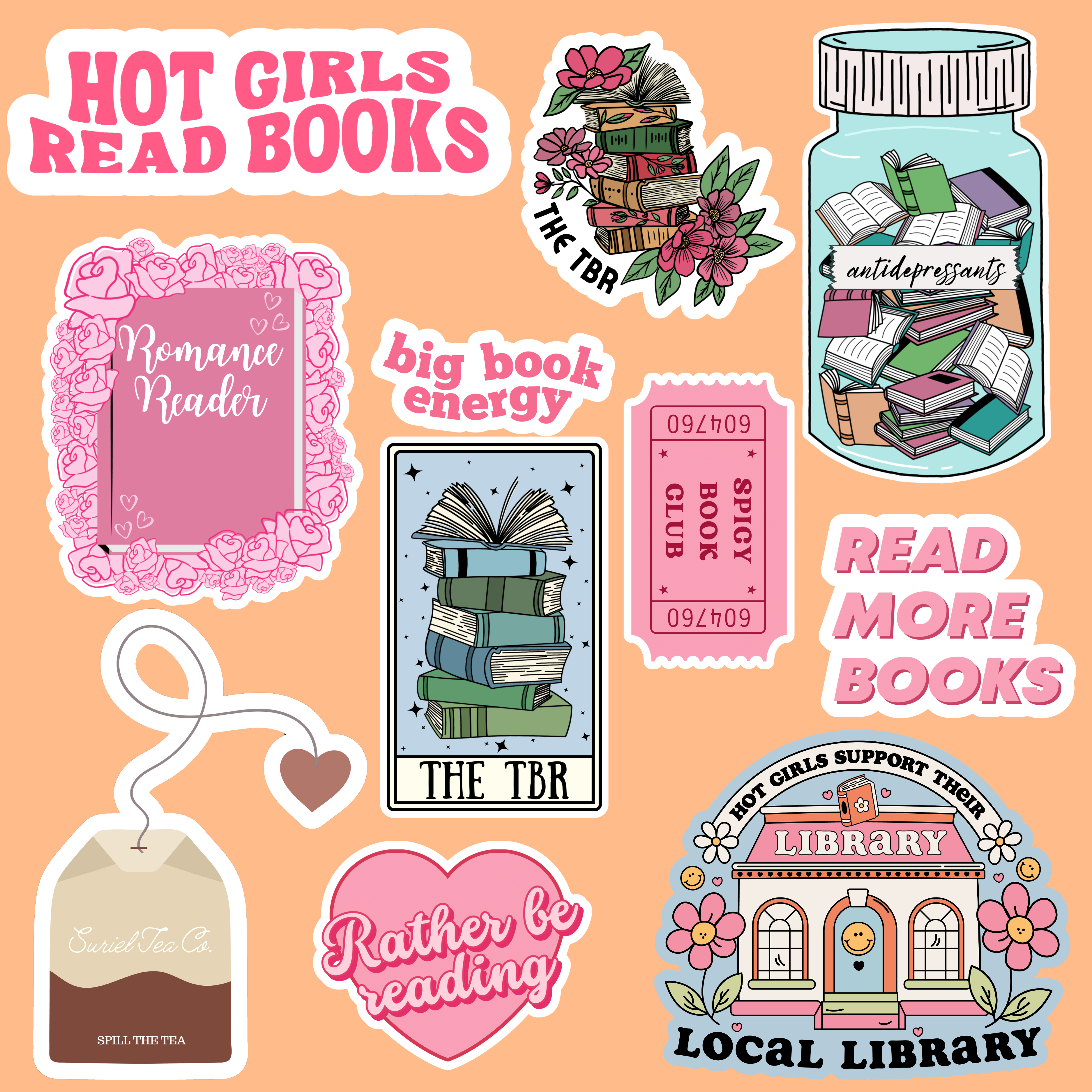 Kindle Bookish Sticker Bundle Pack (10 Stickers)
