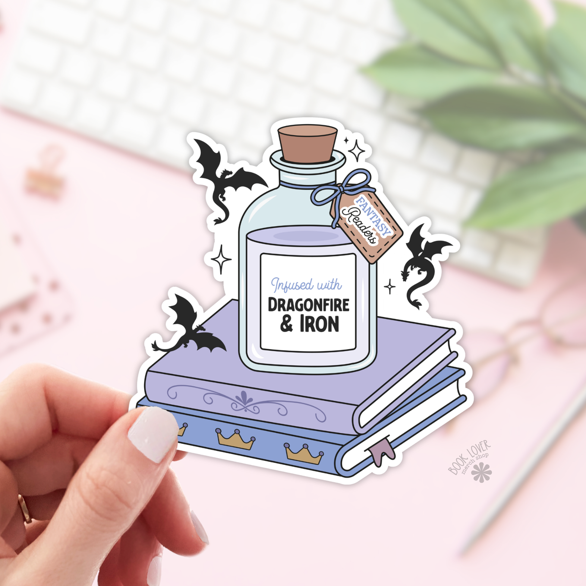 Sticker of a potion bottle labeled &