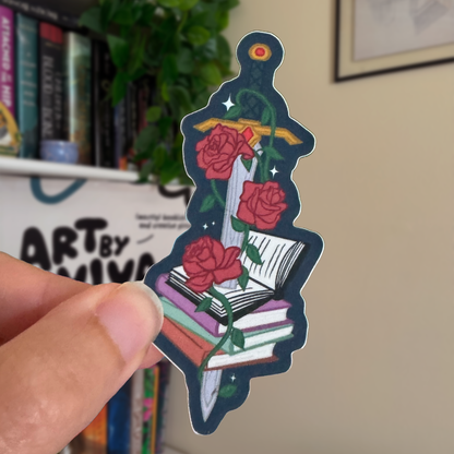 Fantasy Floral Sword Sticker | Fantasy Book Lover Sticker