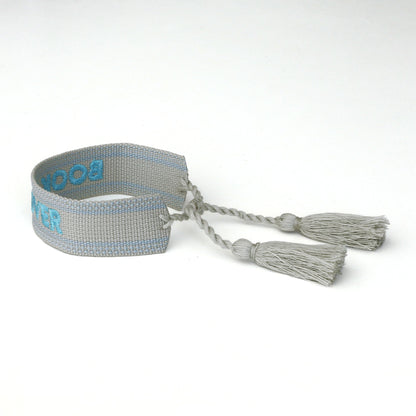 Book Club Themed Embroidered Bracelets - Book Lover Blue Jollity &amp; Co