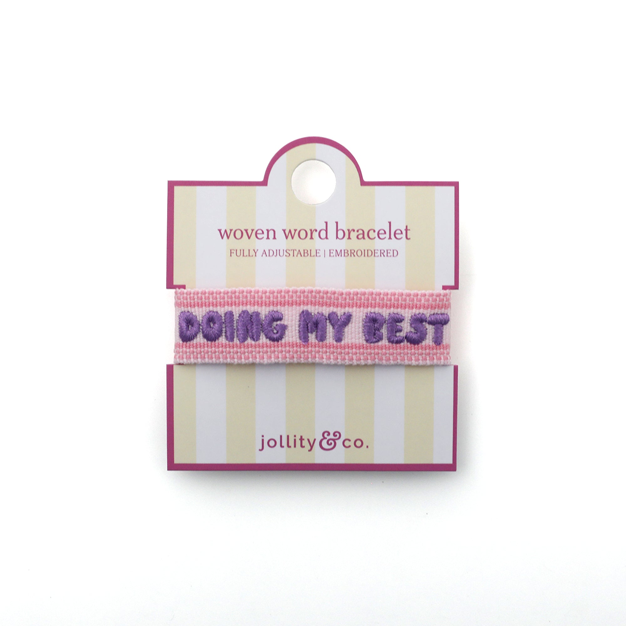 Witty Embroidered Bracelet - Doing My Best, Jollity &amp; Co