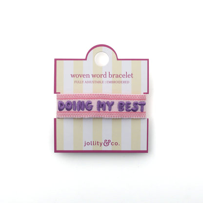 Witty Embroidered Bracelet - Doing My Best, Jollity &amp; Co