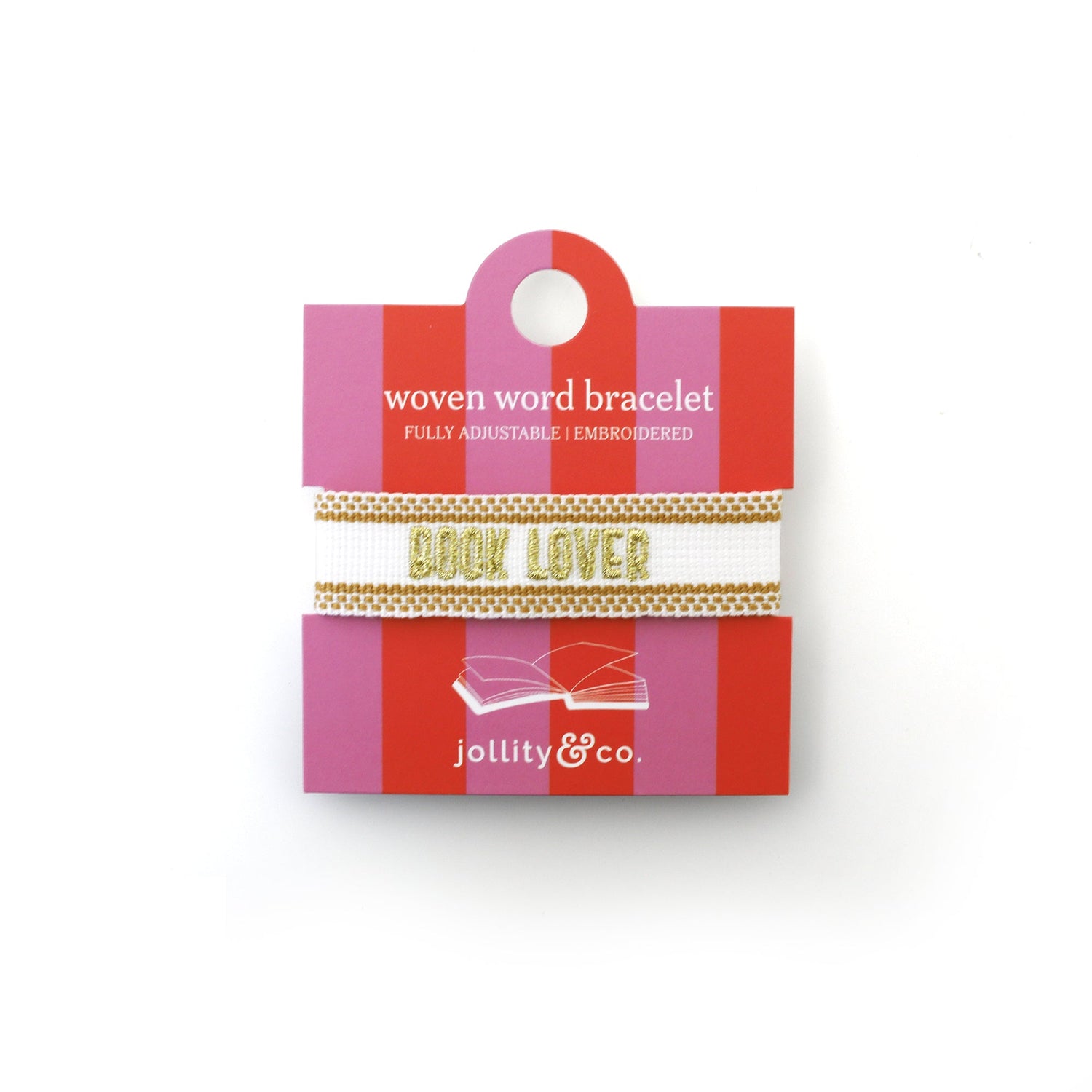 Book Club Themed Embroidered Bracelets - Book Lover Gold Jollity &amp; Co