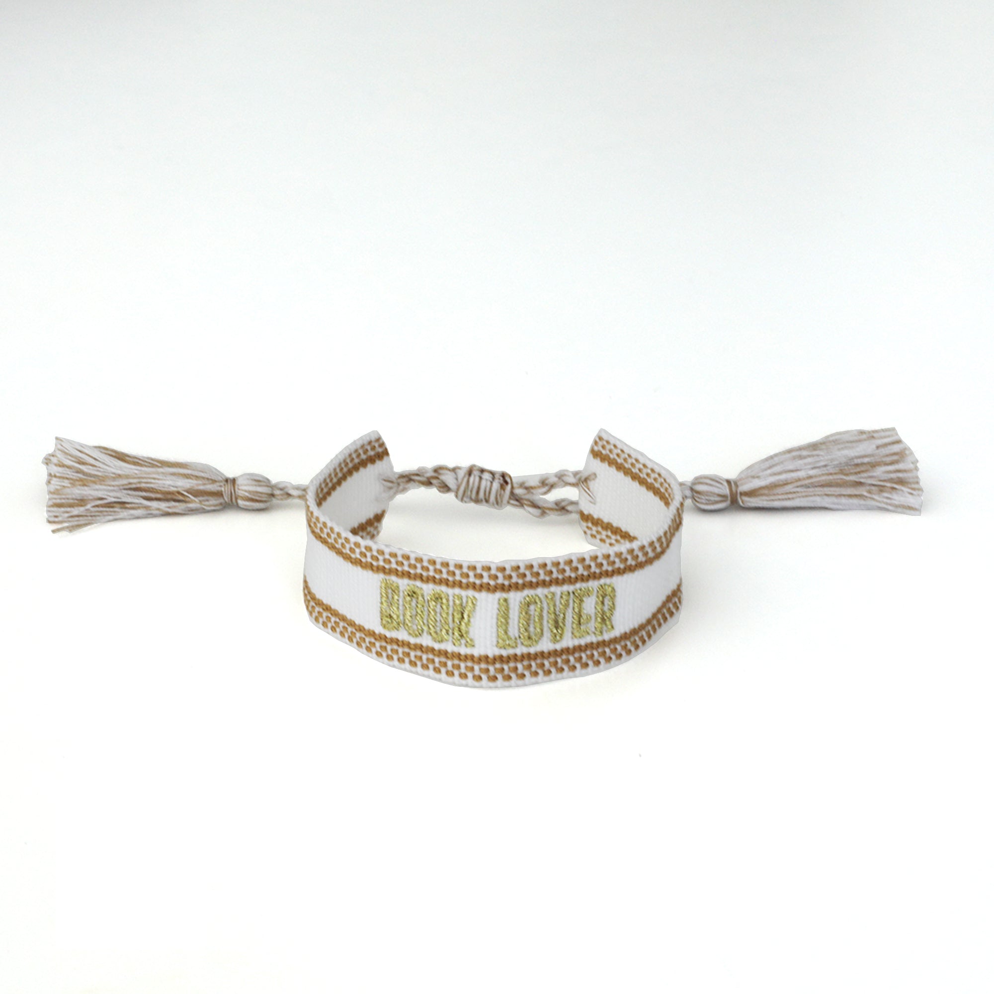 Book Club Themed Embroidered Bracelets - Book Lover Gold Jollity &amp; Co