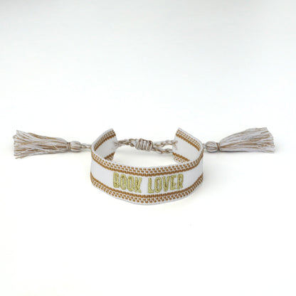 Book Club Themed Embroidered Bracelets - Book Lover Gold Jollity &amp; Co
