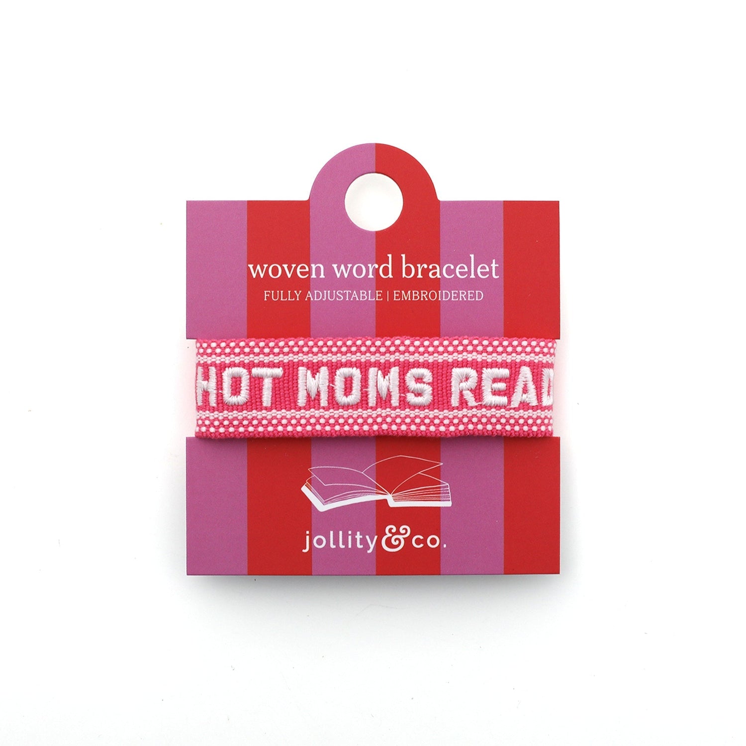 Book Club Themed Embroidered Bracelets - Hot Moms Read, Jollity &amp; Co