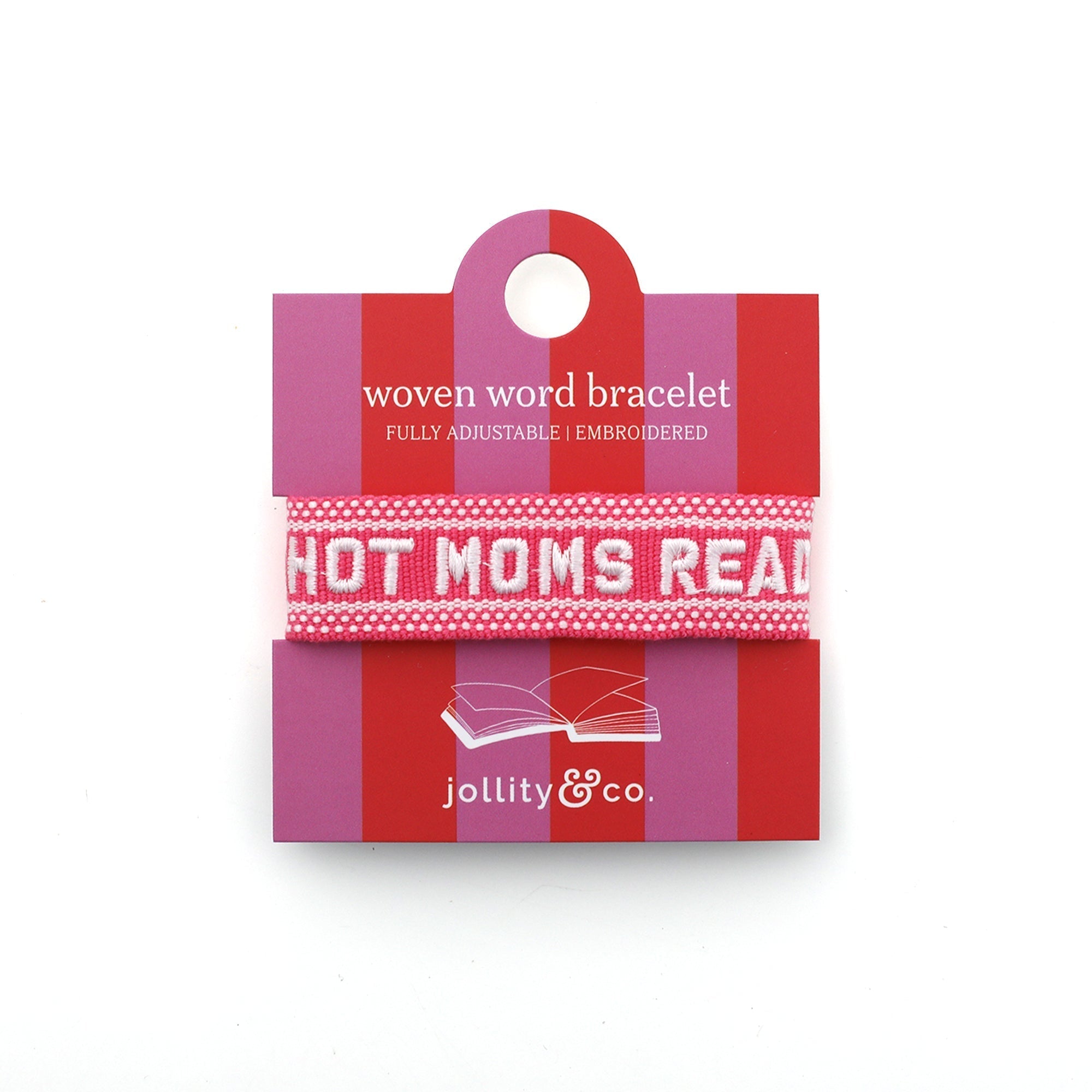 Book Club Themed Embroidered Bracelets - Hot Moms Read, Jollity &amp; Co