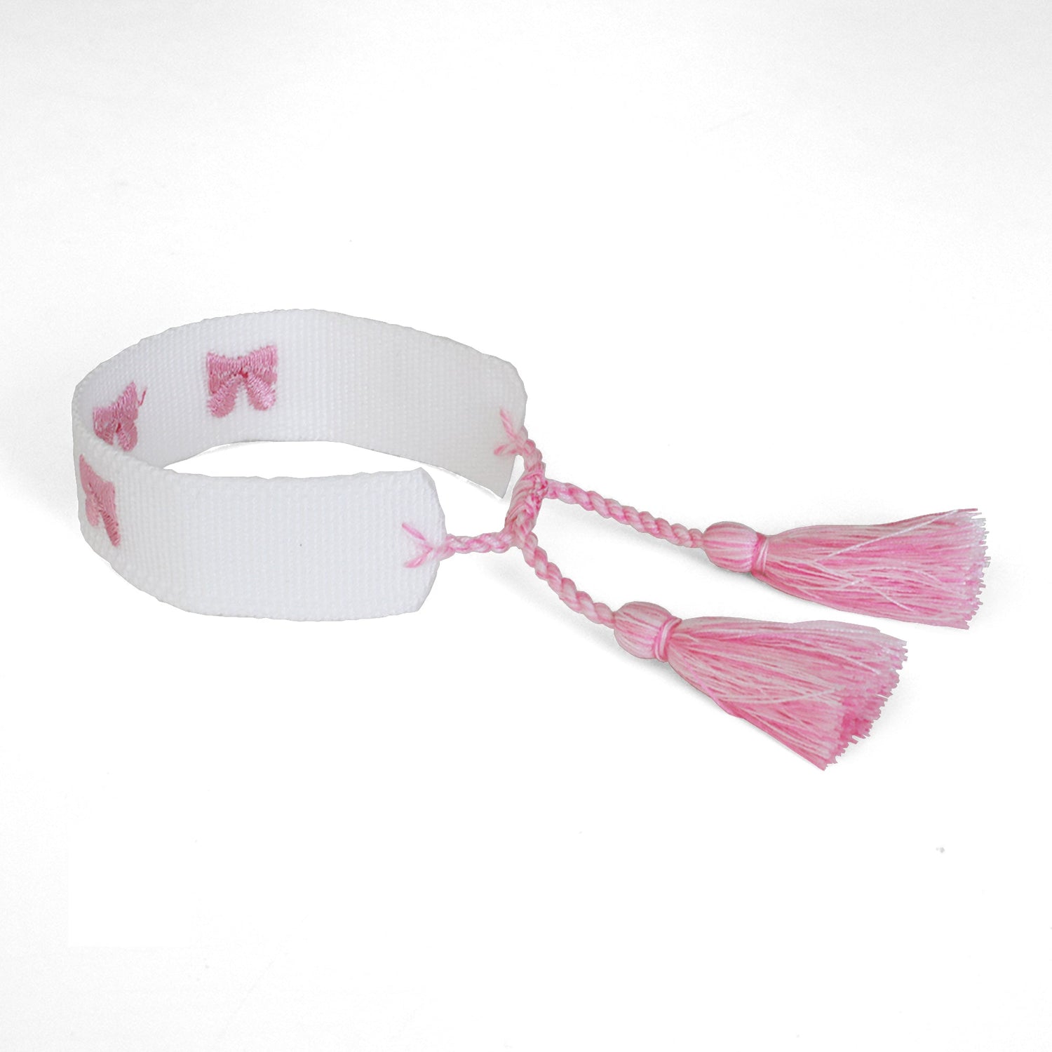 Bow Embroidered Bracelet - Pink, Jollity &amp; Co