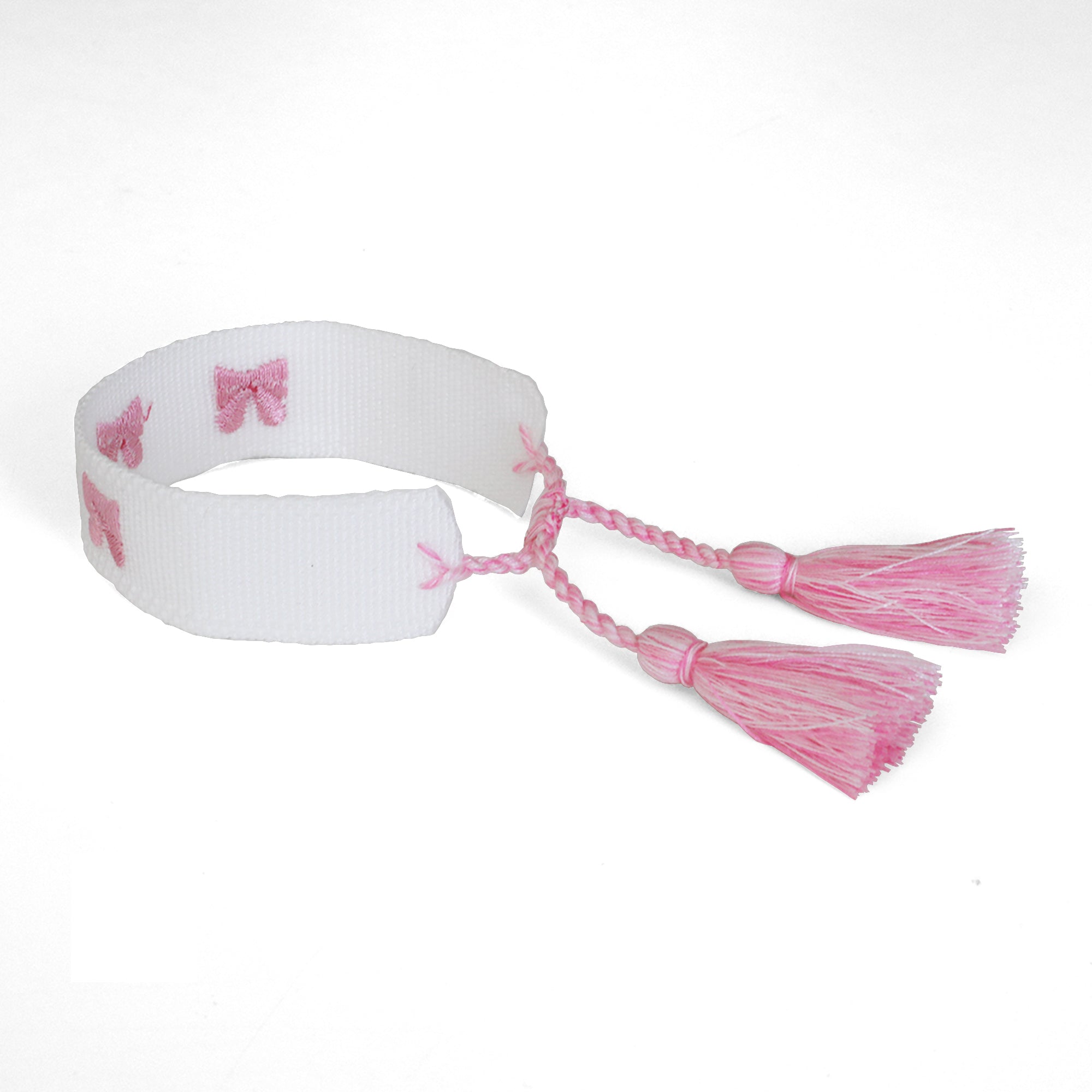 Bow Embroidered Bracelet - Pink, Jollity &amp; Co