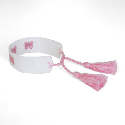 Bow Embroidered Bracelet - Pink, Jollity &amp; Co