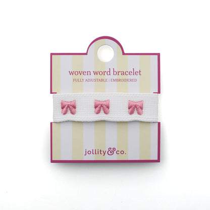 Bow Embroidered Bracelet - Pink, Jollity &amp; Co