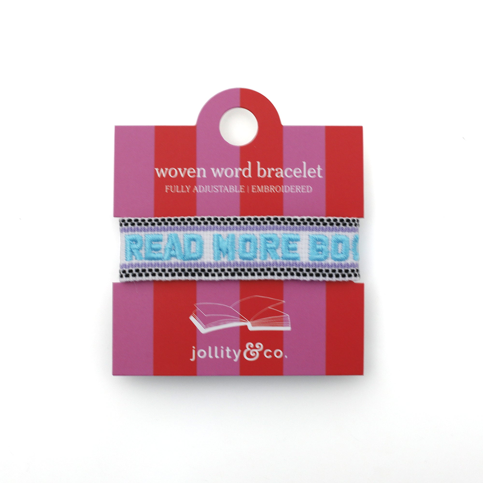 Book Club Themed Embroidered Bracelets - Read More Books Jollity &amp; Co
