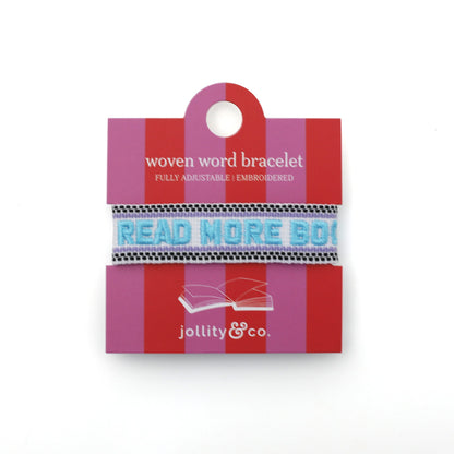 Book Club Themed Embroidered Bracelets - Read More Books Jollity &amp; Co