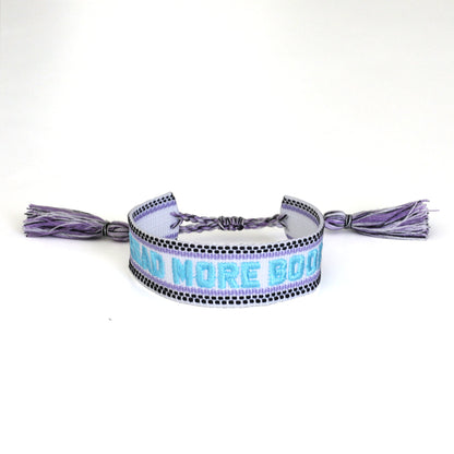 Book Club Themed Embroidered Bracelets - Read More Books Jollity &amp; Co