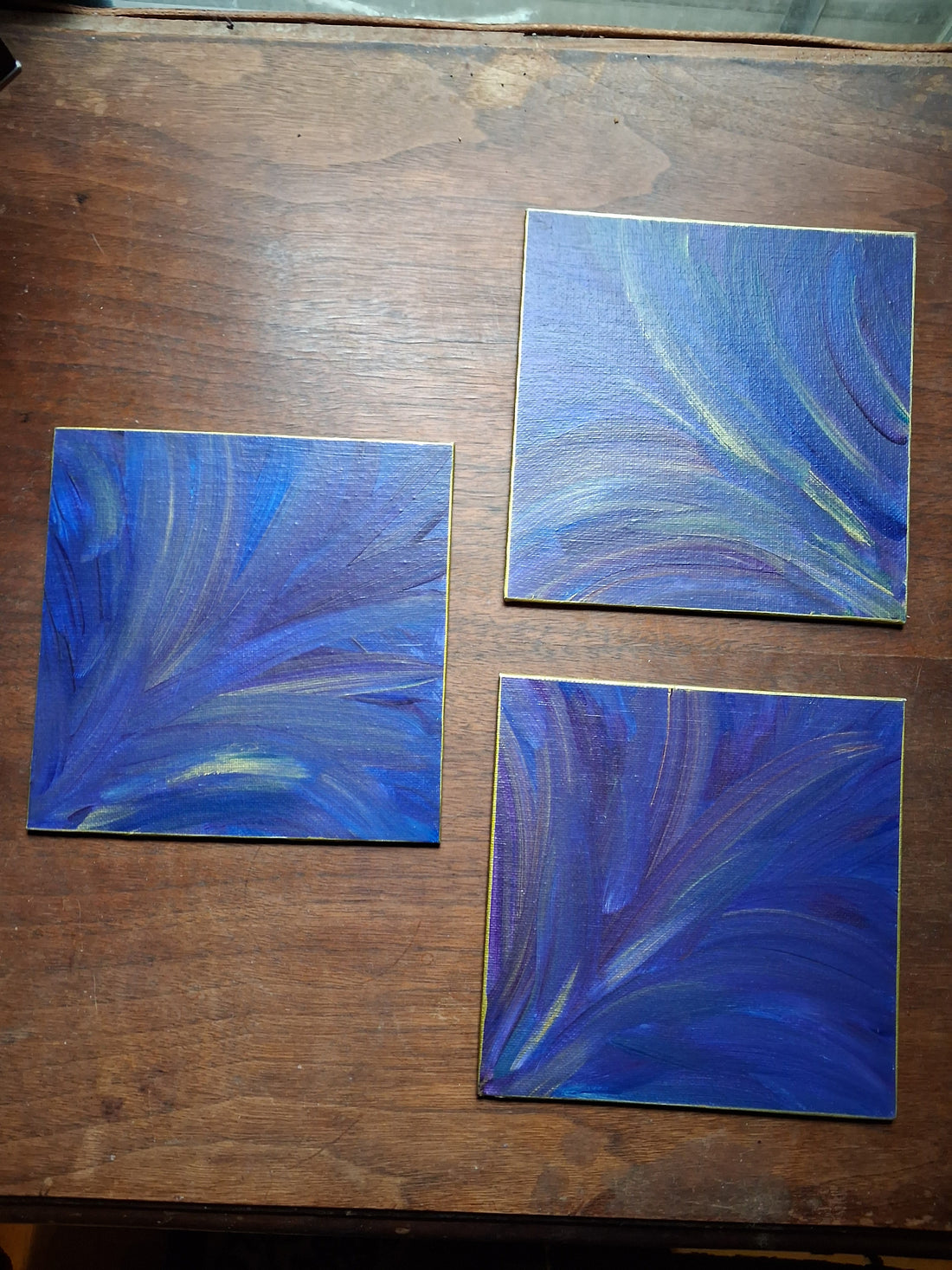 Abstract Art, Set of 3, 6 inch Square Paintings.