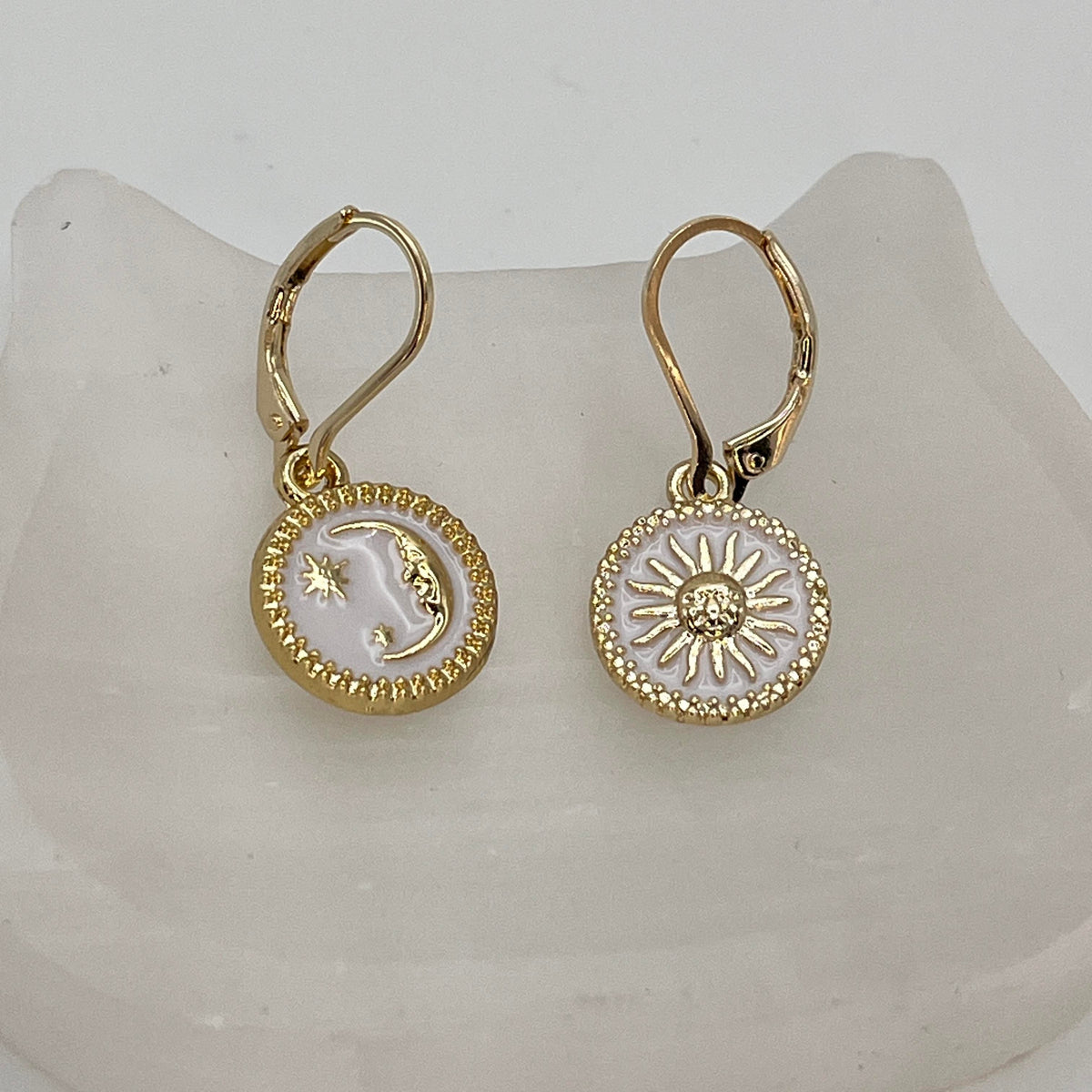 Gold Filled Celestial Moon and Sun Earrings