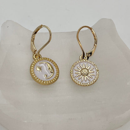 Gold Filled Celestial Moon and Sun Earrings