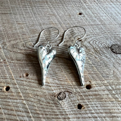 SariBlue® Rustic Silver Heart Earrings