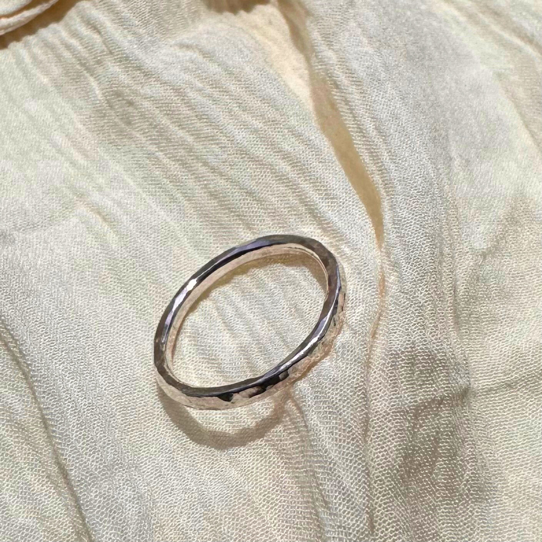Silver Hammered Stacking Ring - Heavy Weight