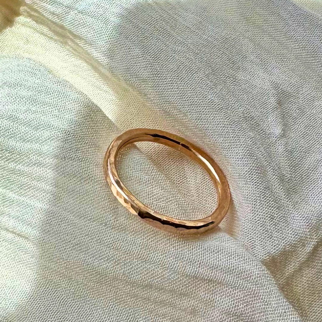 Gold Hammered Stacking Ring - Heavy Weight