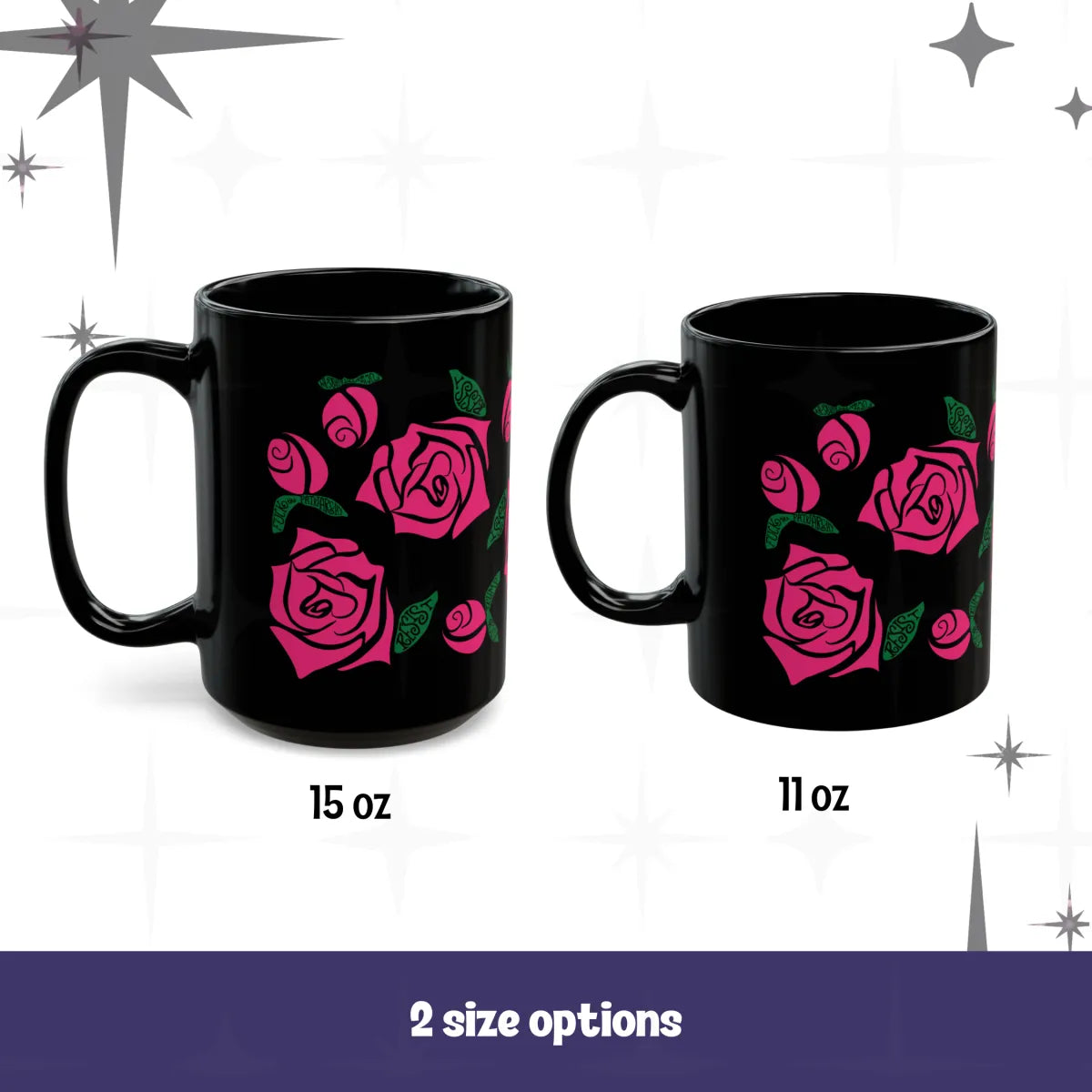 Black Ceramic Floral Rose Mug – Hidden Message Feminist Resist Coffee Mug Adult Language