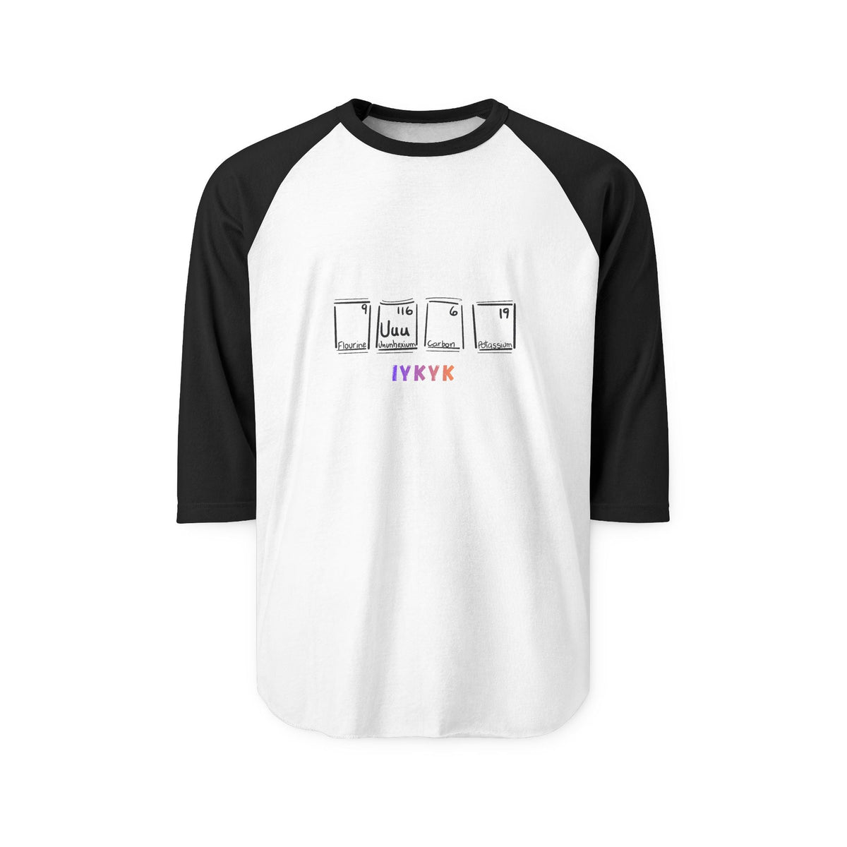 Raglan Shirt — Periodic Table "UH-OH" Pattern Graphic (IYKYK)