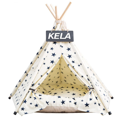 Pet Tent House Cat &amp; Dog Bed – Portable Teepee with Thick Cushion | 6 Colors