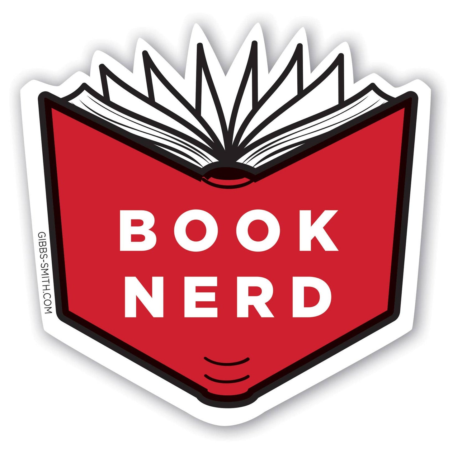 Sticker with an open book design and &