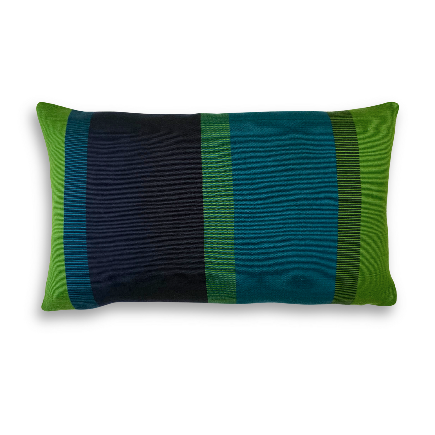 Handwoven Color Block &amp; Hemp Pillow - Blue &amp; Navy