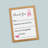 The image is a simple, handwritten note with a pink ballet shoe graphic and a heart symbol, expressing gratitude.