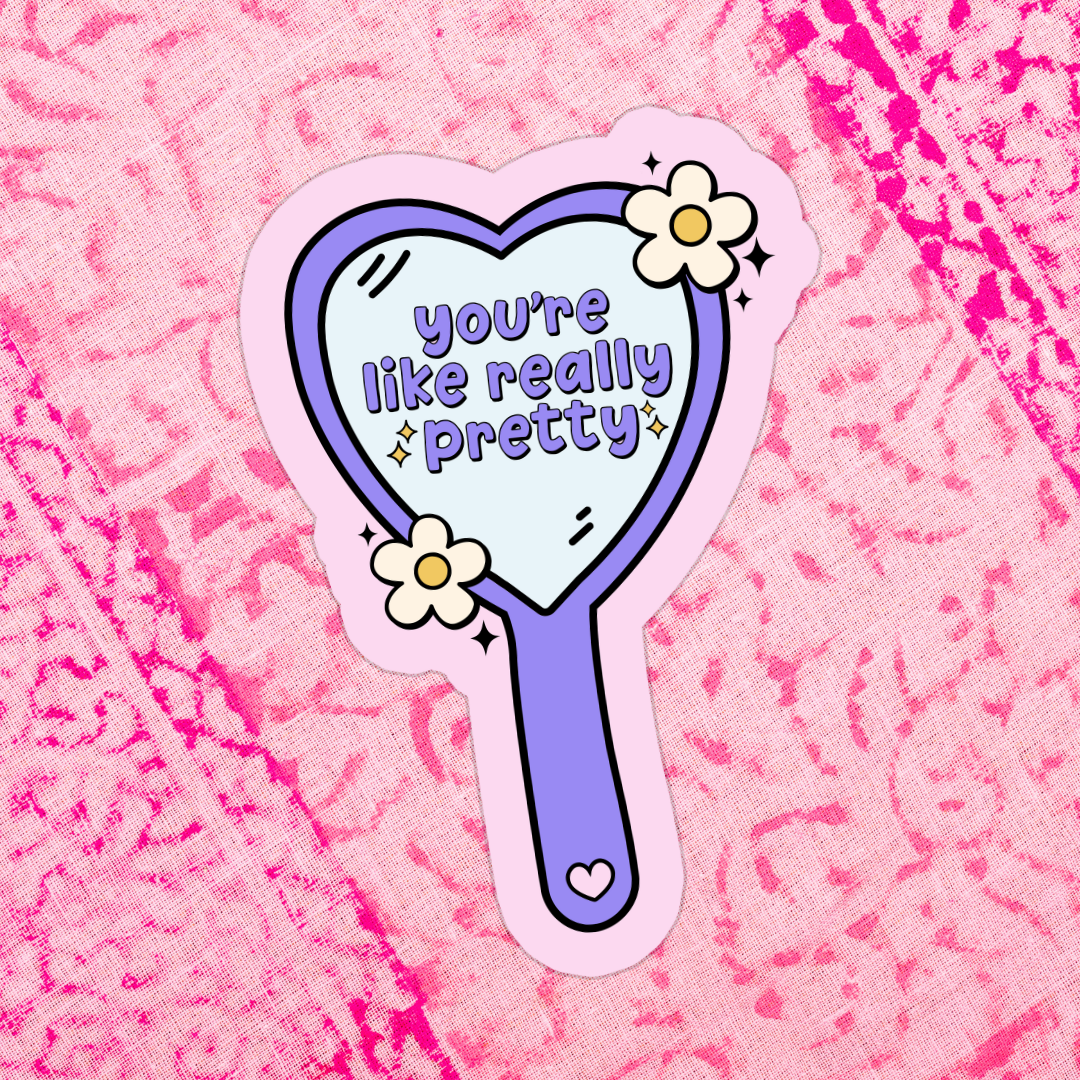 Sticker of a hand mirror with &