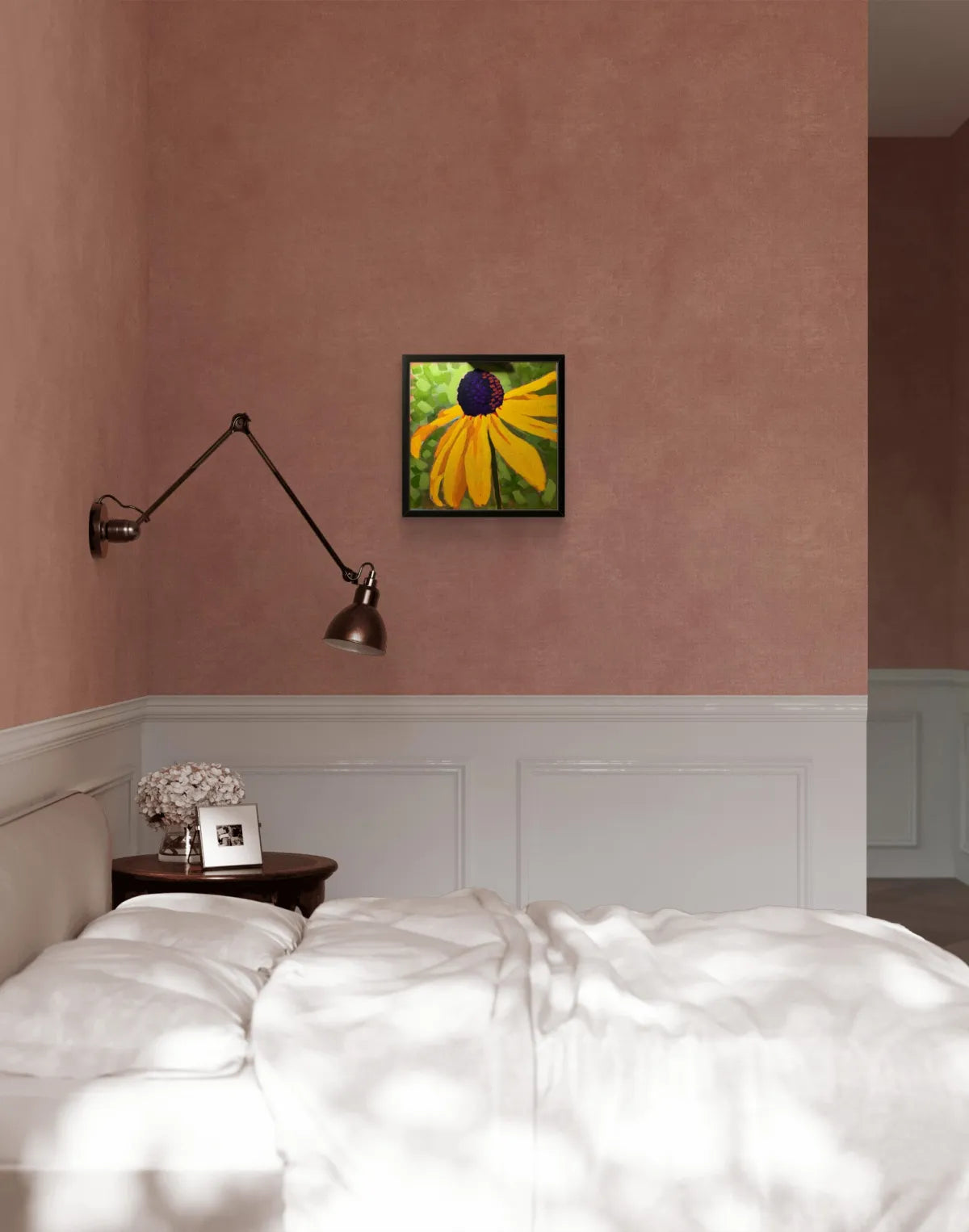 Black-eyed Susan acrylic painting 12x12 framed
