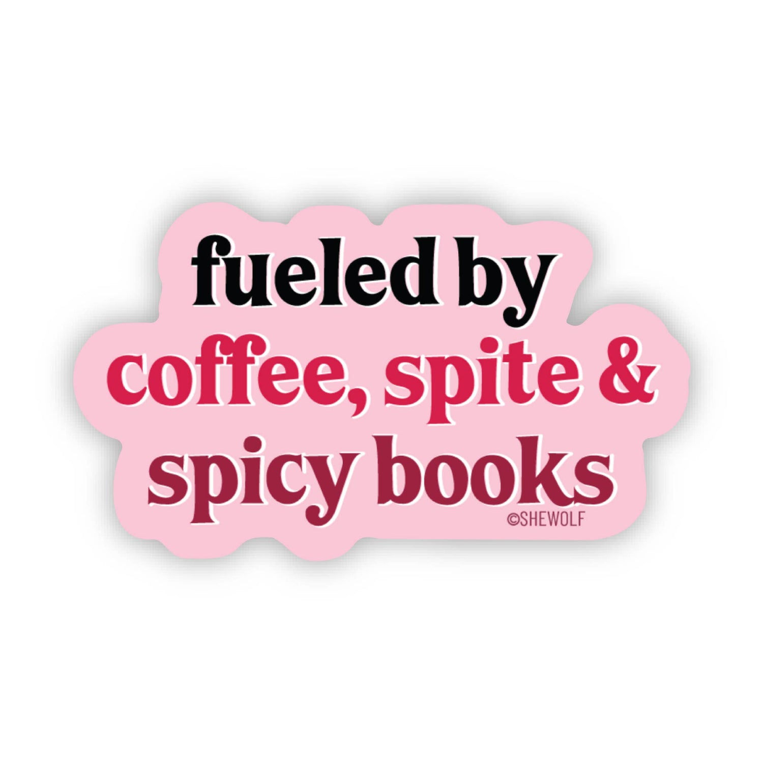 Pink sticker with text &