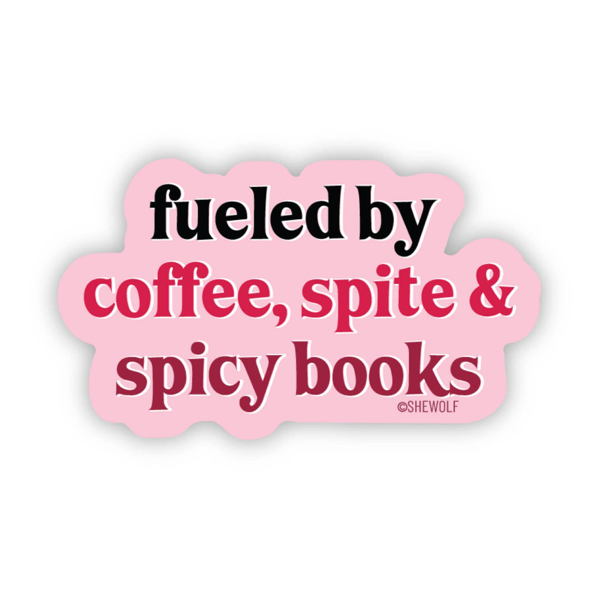 Pink sticker with text &