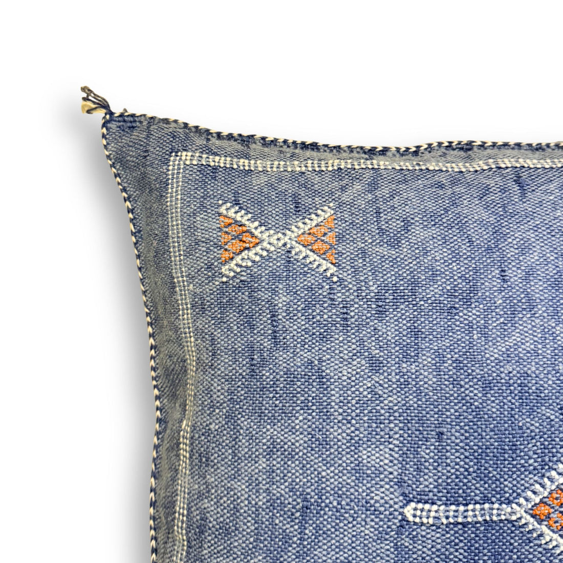 Blue Sabra Cactus Silk Kilim Pillow Cover | Handwoven Moroccan Home Decor