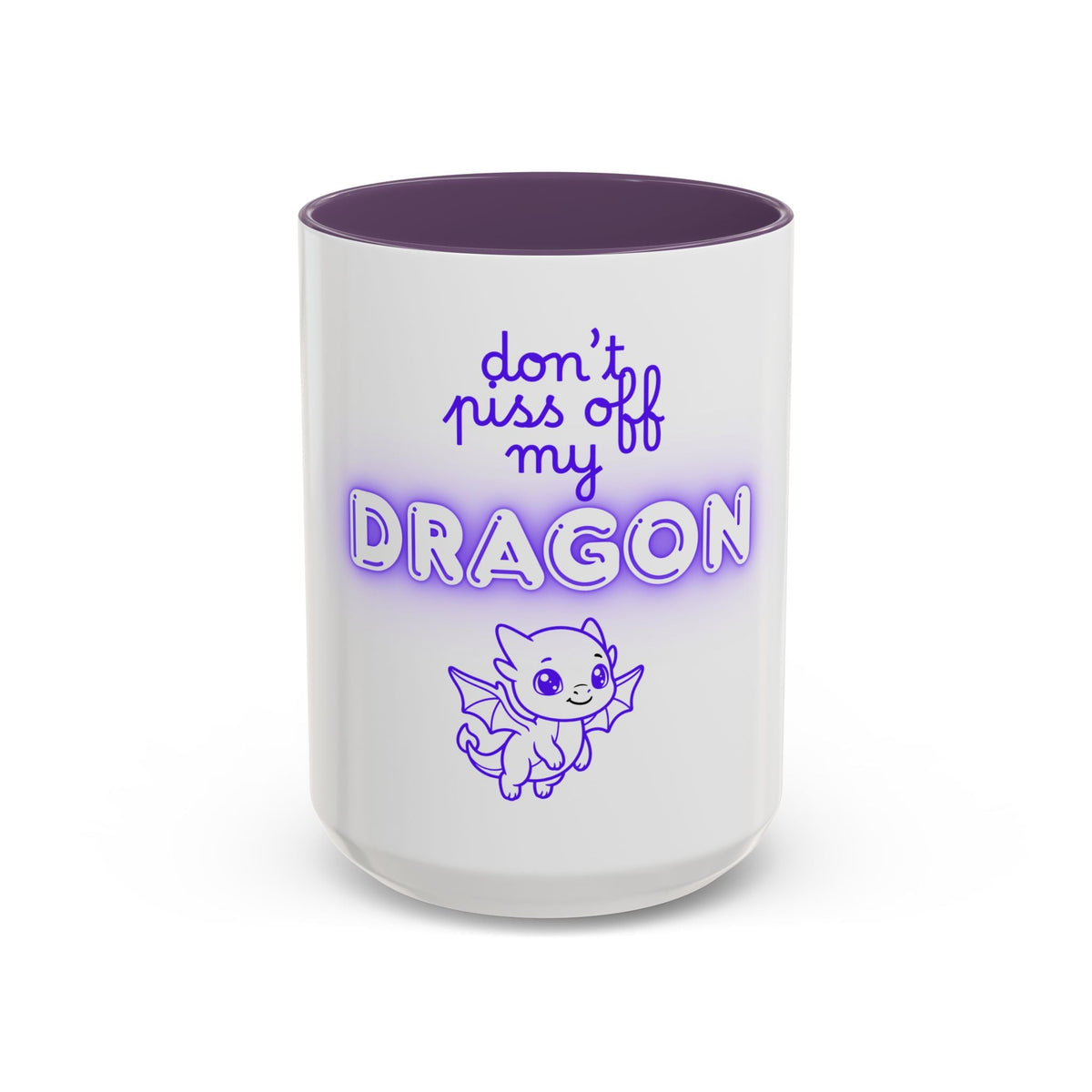 Funny Coffee Mug — “Don’t Piss Off My Dragon” Cute Purple Dragon Accent Mug