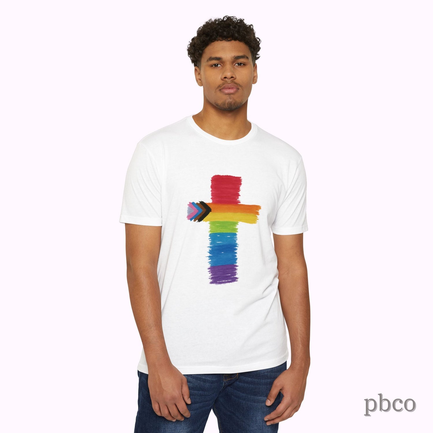 Inclusion Cross T-Shirt | Progress Pride | Affirming Faith